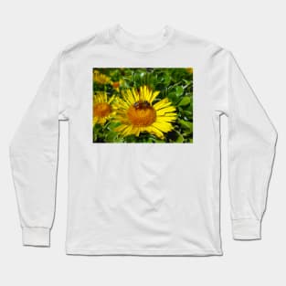 Bee On Sunflower Closeup Long Sleeve T-Shirt